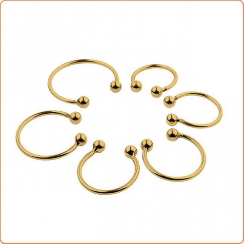 MOG Solid gold double bead semi-circular ring MOG-CDH0039