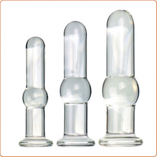 MOG Medium bulbous clear glass anal plug MOG-ABF039
