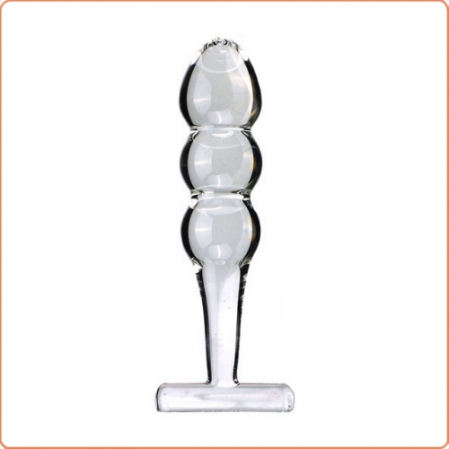 MOG Clear glass anal plug pulling bead with handle MOG-ABF050