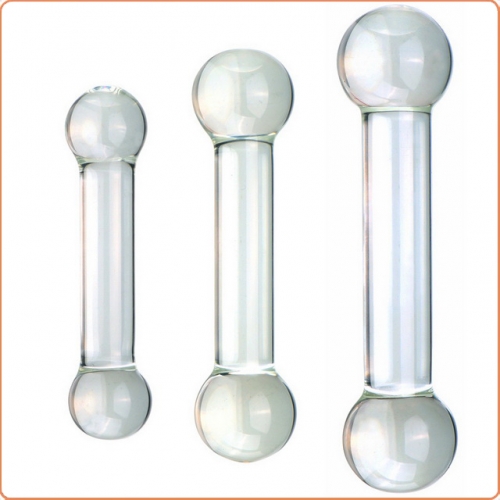 MOG Dumbbell-shaped clear glass anal plugs MOG-ABF079