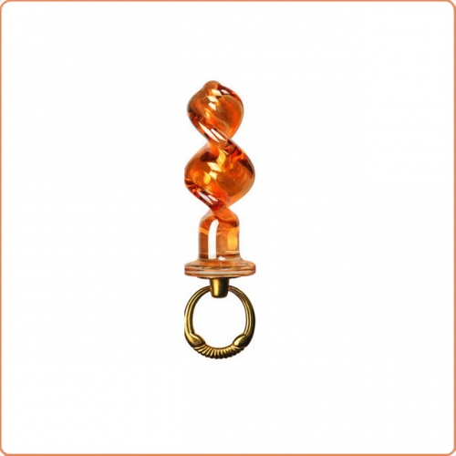 MOG Pull Ring Golden Clear Glass Anal Plug Posterior MOG-ABF0104