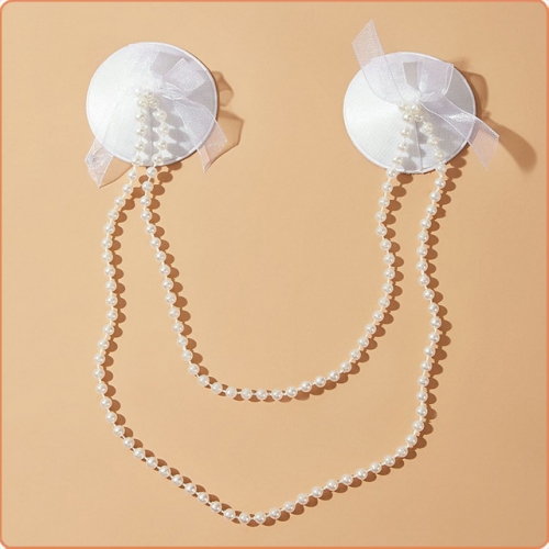 MOG Lace bow tassel breast patch chain pearl MOG-BSJ0127