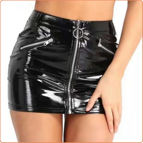 MOG Patent leather sexy open file package hip skirt short skirt MOG-LGH081