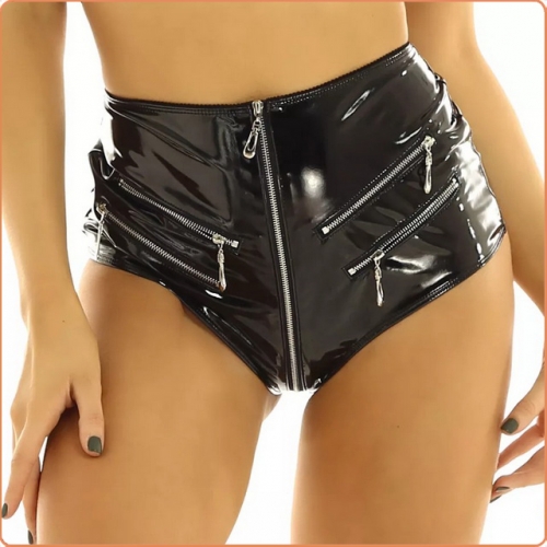 MOG Patent leather sexy open file shaped erotic shorts MOG-LGH095