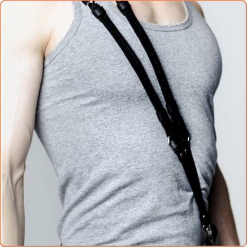 MOG Men's leather smooth hook adjustable cross shoulder strap MOG-LGM065
