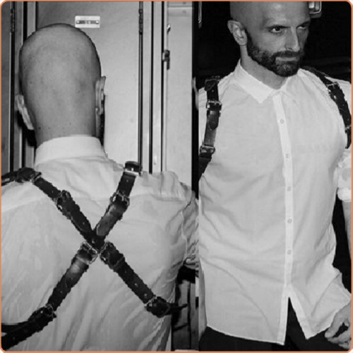 MOG Back cross leather straps for men MOG-LGM102