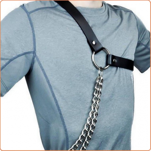 MOG Men's back strap leather metal chain belt MOG-LGM086