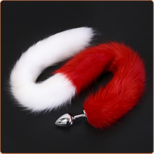 MOG Extended red and white foxtail posterior anal plug MOG-ABH023