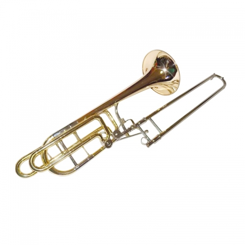 Bb/F/Eb/D Bass Trombone Musical instruments Gold Brass bell Trombones Rotor Slide trombones Lacquer with mouthpiece Case