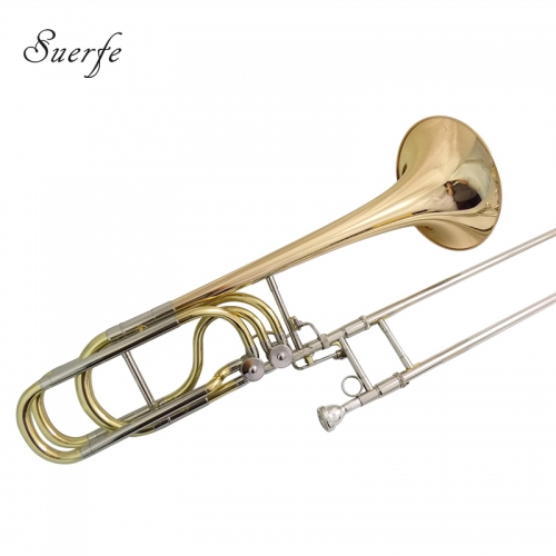 Bb/F/Eb/D Bass Trombones Gold Brass Bell trombone with Case valve Trombone Musical Instruments