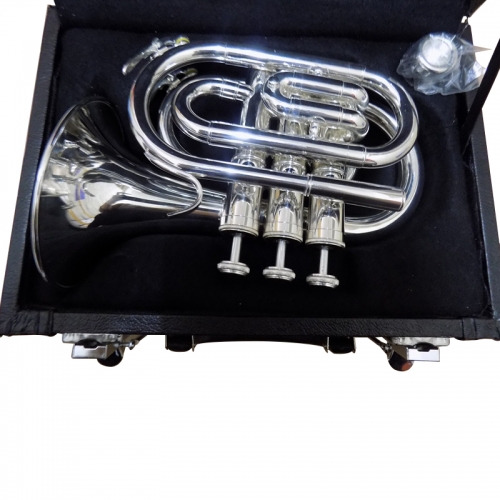Bb Pocket trumpet horn Silver Plated with Case and Mouthpiece musical instruments professional