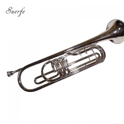 Bb Bass Trumpet brass instruments Nickel Plated trompete with Wood Case and Mouthpiece professional musical instruments