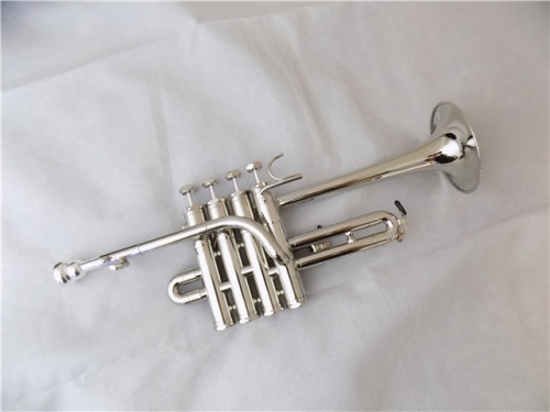 Free shipment Piccolo trumpet Silver plated Brass musical instruments made in China