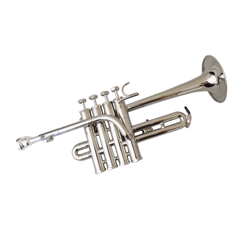 Free shipment Professional piccolo trumpet Nickel plated with case Yellow brass trumpets musical instruments
