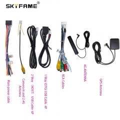 SKYFAME Car Head Unit Wire Harness Kit For Car Android RCA Cable GPS 4G Antenna Reversing Line USB Microphone SIM Card Slot