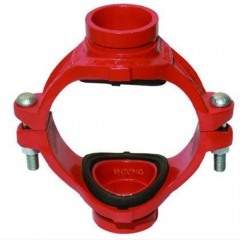 Fire fighting ductile iron grooved mechanical tee side