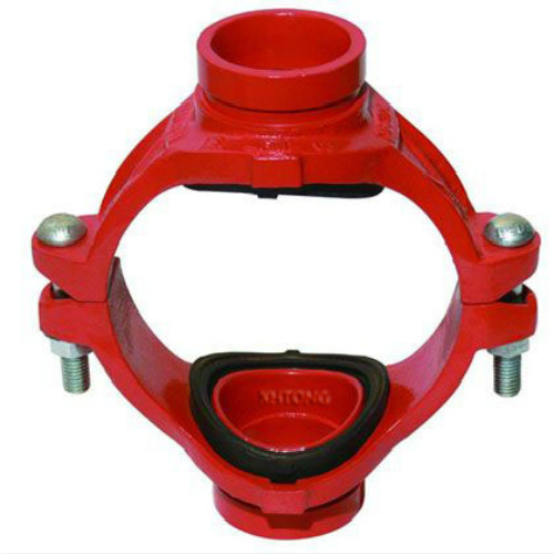 Fire fighting ductile iron grooved mechanical tee side