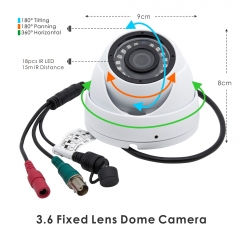 HD 2MP TVI/AHD/CVI/960H CVBS 4-in-1 Dome Security Camera Outdoor/Indoor Wide Angle 3.6mm Lens, IP66 Waterproof Day/Night Vision 18 IR LEDs CCTV Security Camera