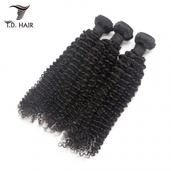 TD Hair 3PCS Kinky Curly Wave Remy Bundles Weaving 100% Human Hair 1B# Natural Color For Black Women
