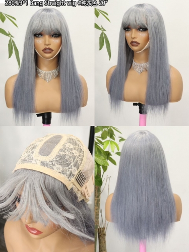 New Fashion 280 Density 3*1 Lace Closure Real Human Hair Wigs with Bang Bone Straight Wig