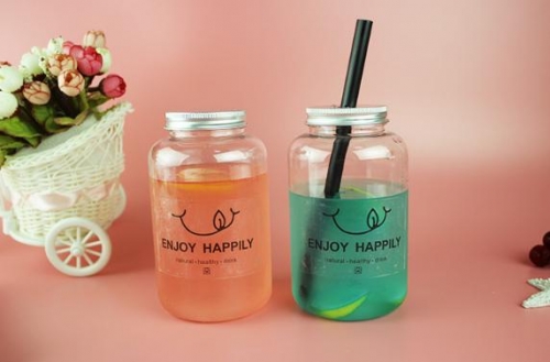 650ml plastic jar with lid,food grade PET bottles,plastic container for drinks take away