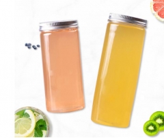 PS material manufacturers custom disposable 500ml plastic transparent beverage juice bottles with cover