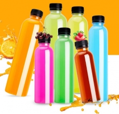 food grade disposable transparent beverage PET Flat Juice Bottle