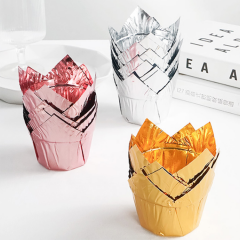 Aluminum Foil grease proof tulip cupcake liners cake holders decorate cake tool paper muffins wrapper baking cup