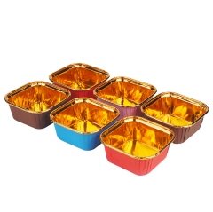 Disposable Square Cupcake muffin liner Aluminum Foil golden cake paper baking cup for party