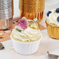 Gold Cupcake Cups Disposable Foil Muffin Liners 3.5 oz Wrappers for Baking Aluminum Paper Mini Metallic Party Wedding Festival