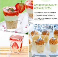 Plastic Dessert Cups, Mini Dessert Cups with Spoons, 3 oz Dessert Shooter Cups for Chocolate Sweet Desserts, Appetizers, Shot Samplers, Dessert Glasses, Dessert Shooters