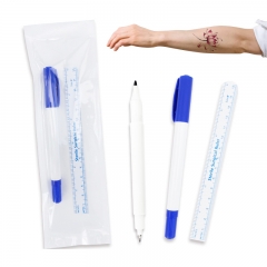 Double ended waterproof skin marker pen with measuring ruler bandage