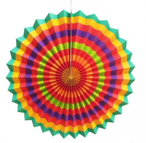 Rainbow Paper Hanging Fans 14"