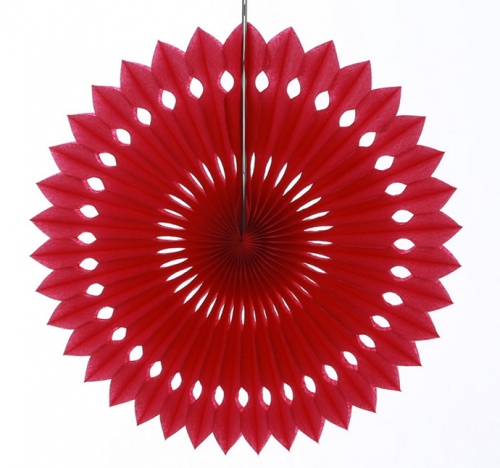 Red Cut-out Tissue Hanging Fans 16"