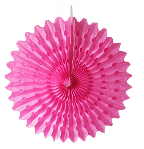 Hot Pink Cut-out Tissue Hanging Fan 16"