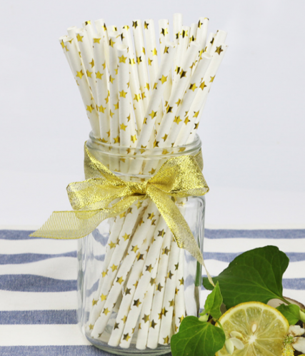 Paper Straws with foil print 7.75"