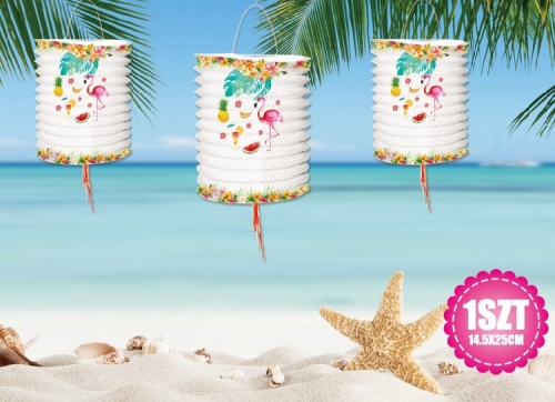 flamingo holiday Paper Lantern with tassels6*10"