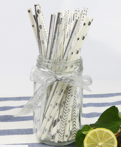 Paper Straws with foil print 7.75"