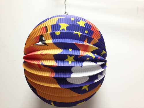 10" Lovely Moon Stars Printed Accordion Paper Lantern for Kids Room Home Decoration