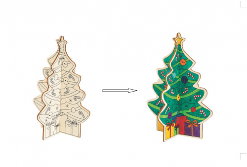 3D Wood Christmas Tree 10x7cm