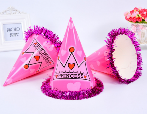 Cone Party Hats with Tinsel 20x13.5cm