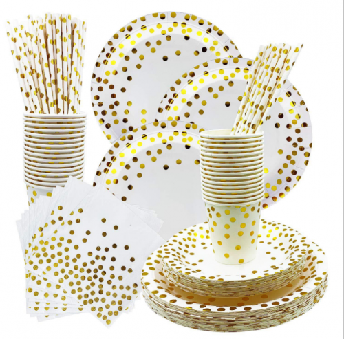 White Gold Foil Tableware set
