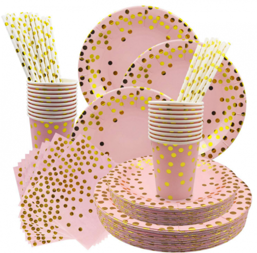 Pink Gold Foil Tableware set