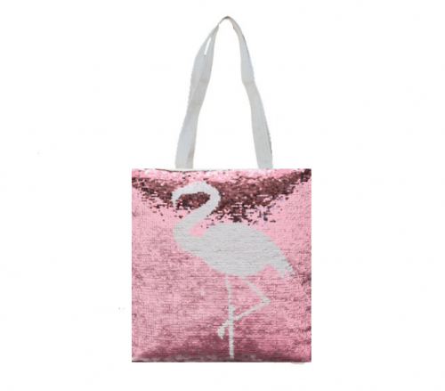 Sequin Flamingo Tote Bags 33x38cm