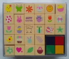 Happy Easter Wooden Stamps Set 12x10cm
