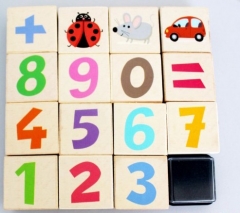 Math Number Wooden Stamps Set 8x8cm
