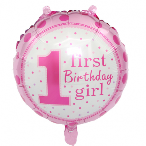 First Birthday Girl Foil Balloon 45x45cm