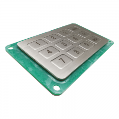 Waterproof Slim Industrial Stainless Steel Metallic Keypad with 12 Keys IP54 4x3 Metal Matrix Keypad for Kiosk