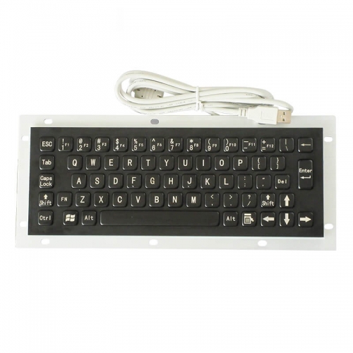 Mini teclado industrial del metal del acero inoxidable de la prenda impermeable del ordenador de 65 teclas en negro