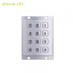 12 Flat Keys 3x4 Metal Mini Stainless Steel Numeric Keypad